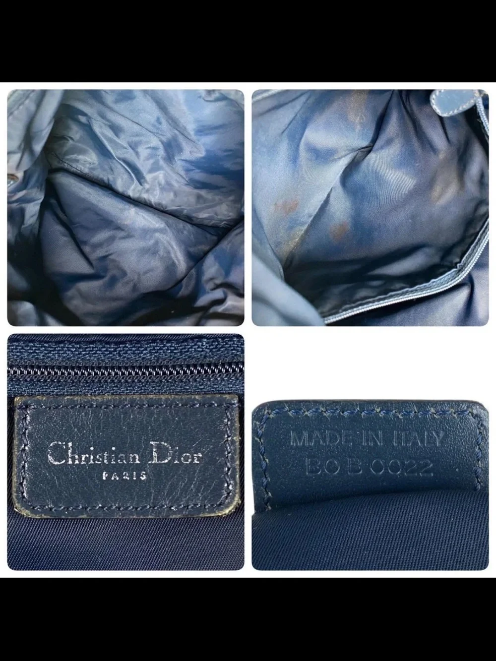Dior Navy and Beige Oblique Canvas Messenger Bag